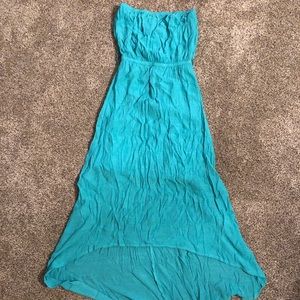 Teal strapless dress